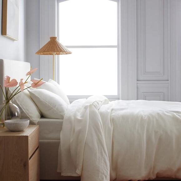 Quince European Linen Duvet Cover Ivory Size Queen/Full - Picture 2 of 7